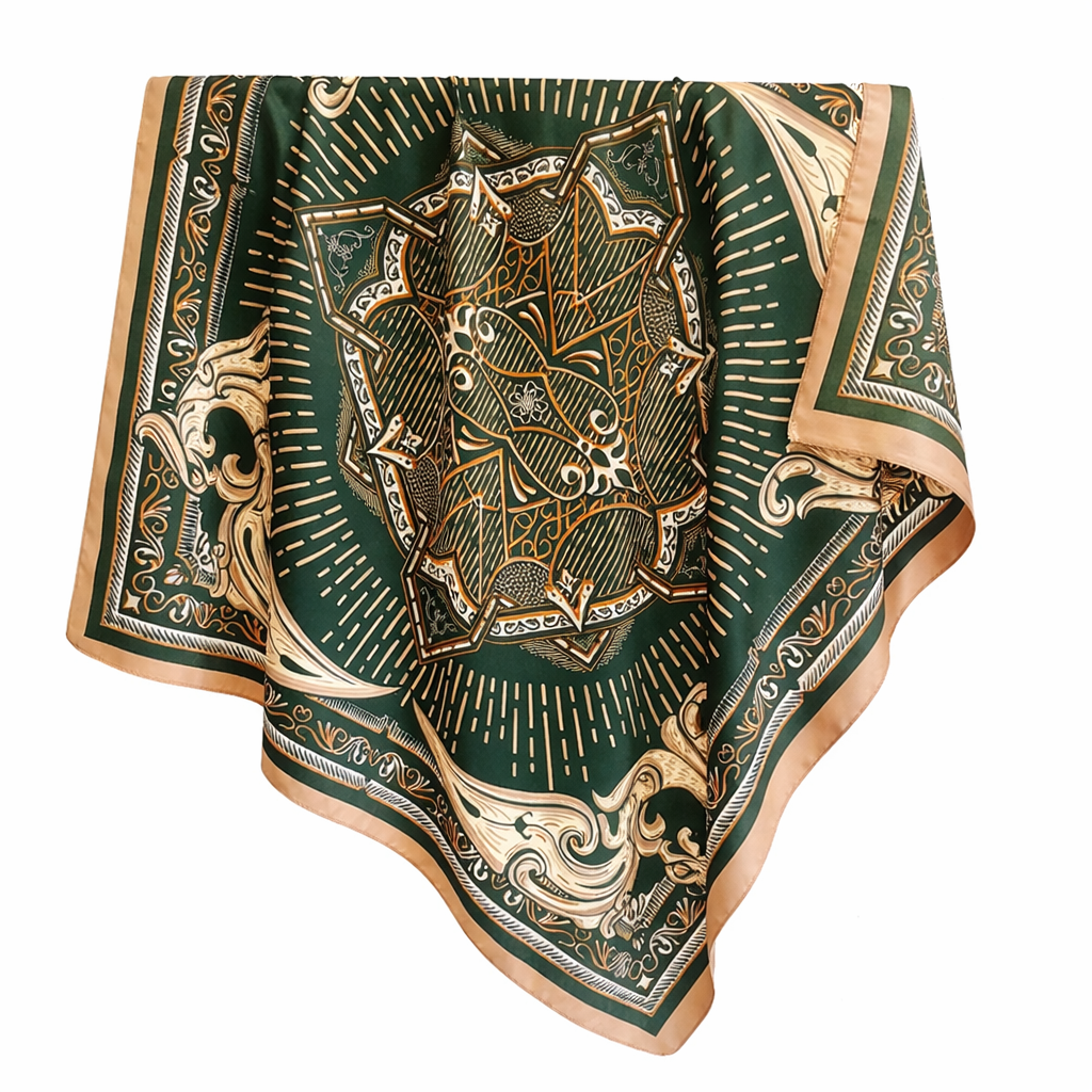 Luxury Silk Satin Printed Square Bandana