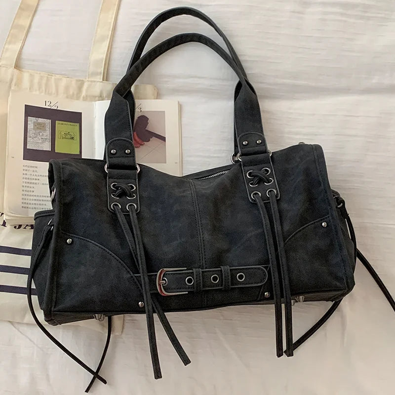 Retro Tassel Shoulder Pillow Bag – Large Capacity