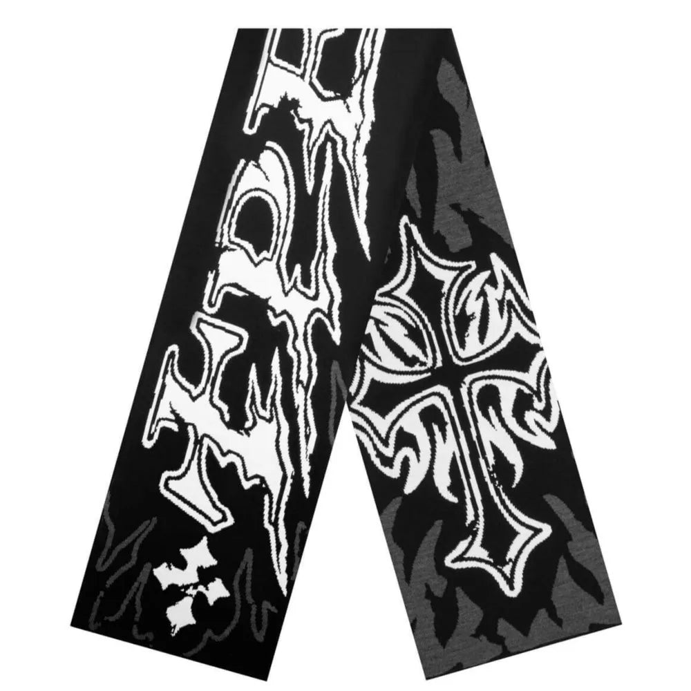 Knitted Letter Scarf – Vintage Streetwear Unisex Winter Shawl