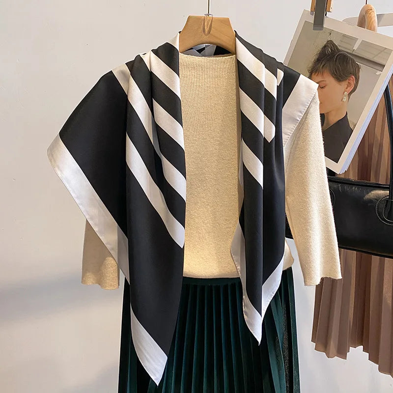 Luxury Silk Satin Printed Square Bandana