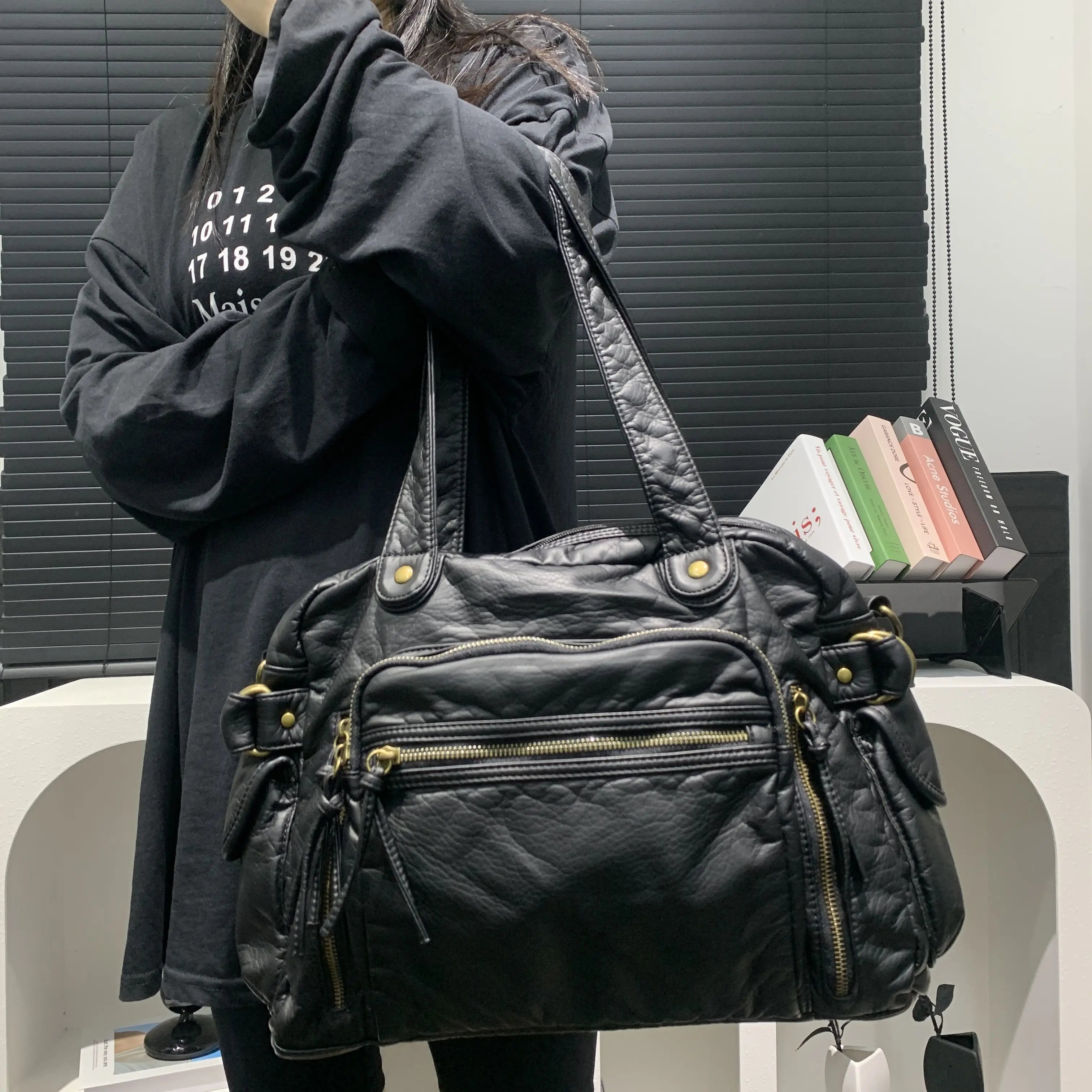 Punk Multi-Pocket Shoulder Handbag