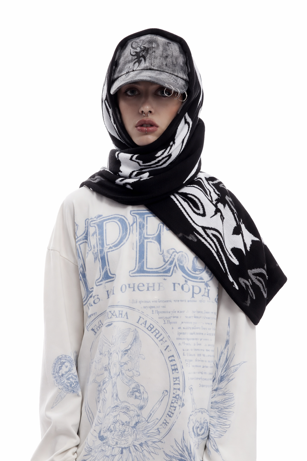 Knitted Letter Scarf – Vintage Streetwear Unisex Winter Shawl